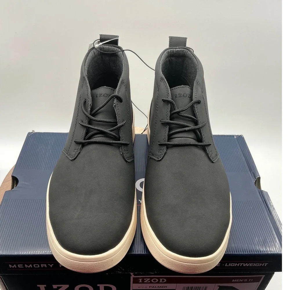 IZOD Palmer Mens Black Chukka Boots Memory Foam Casual Sneakers 11M NEW